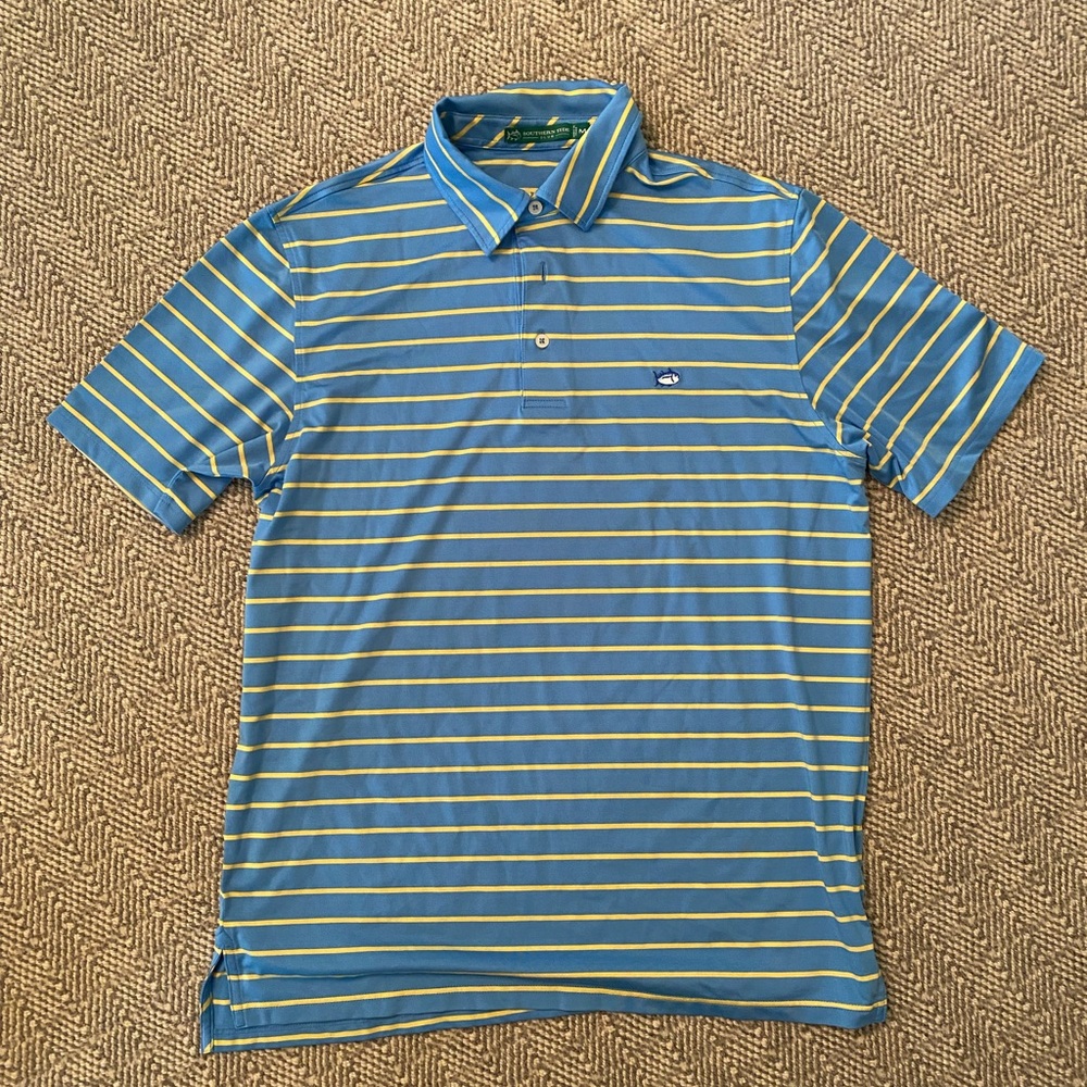Southern Tide Blue and Yellow Polo Shirt
